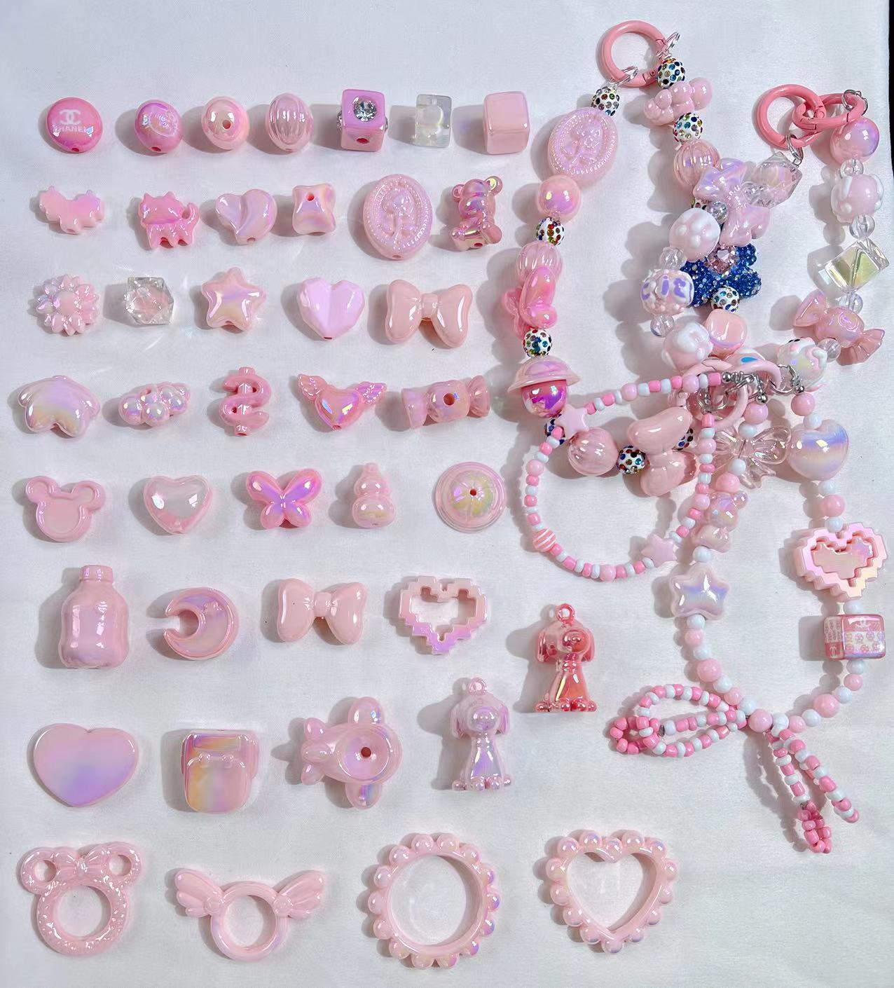 light pink beads mix (for pens&chains)-clearance!