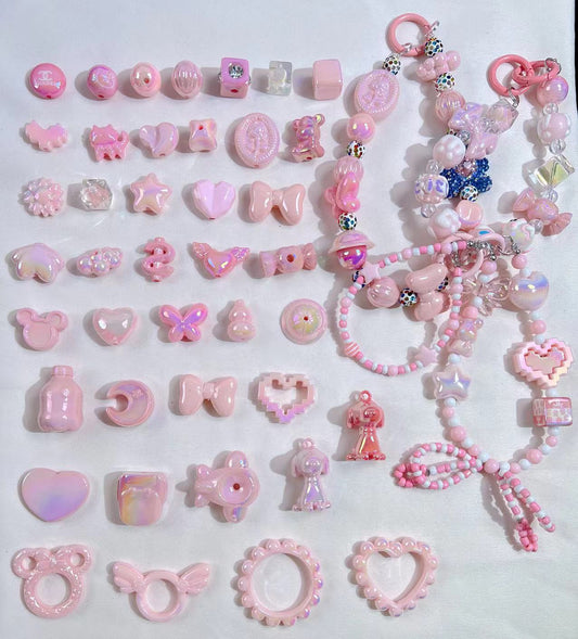 light pink beads mix (for pens&chains)-clearance!
