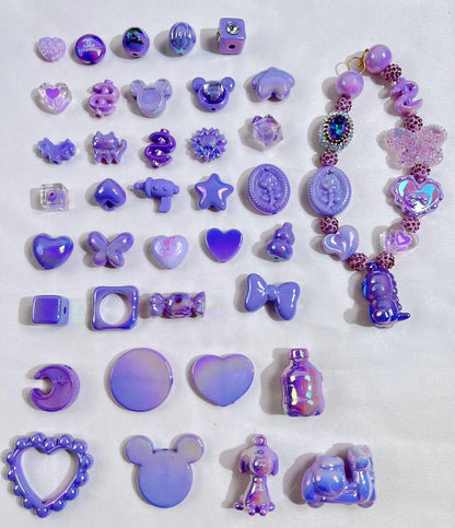 Purple  beads mix (for pens&chains)-clearance!