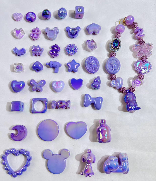 Purple  beads mix (for pens&chains)-clearance!